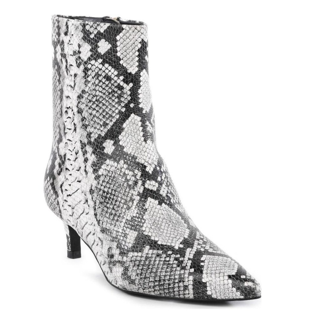 NIB Seychelles Dinner Date Pointed Toe Ankle Boots 9.5 Leather Snake Print Heels